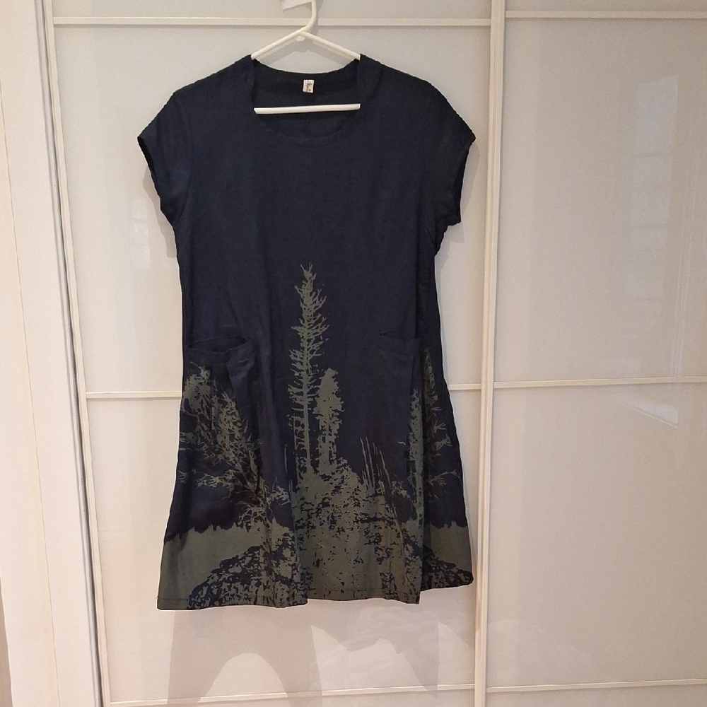 Navy and Olive Graphic Women Dress